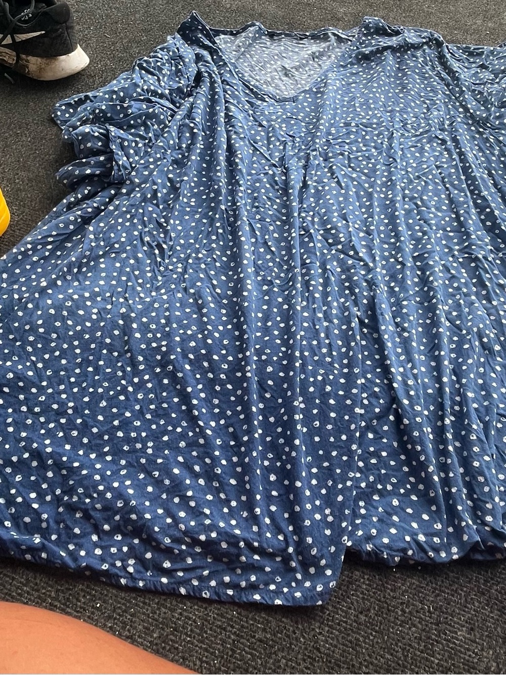 BloomChic Navy Blue Polka Dot V-Neck Blouse